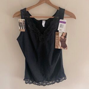 Flexees NWT Black Lace Shape Wear Tank Top